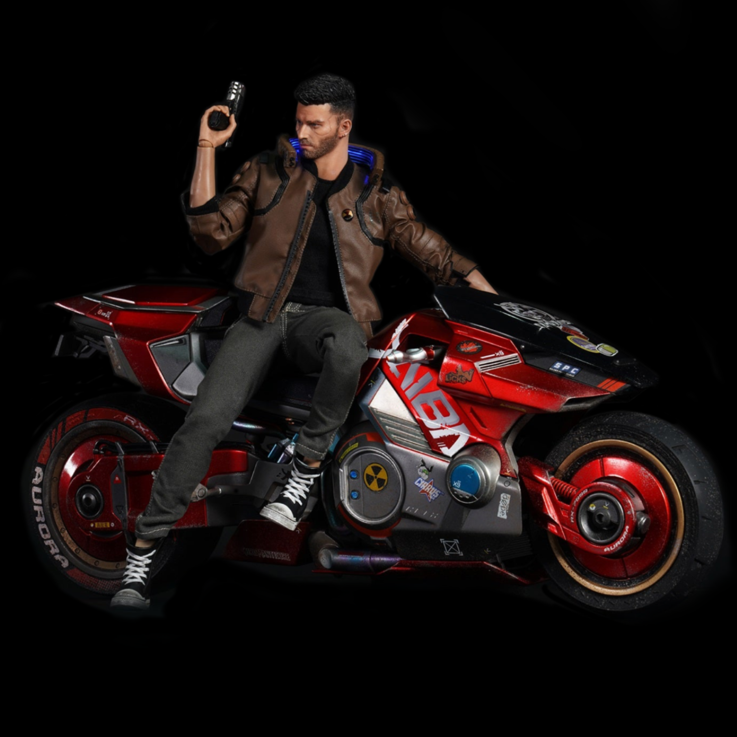 Cyberpunk 2077 1/6 V Figures and Yaiba Kusanagi Motorcycle by Pure Arts